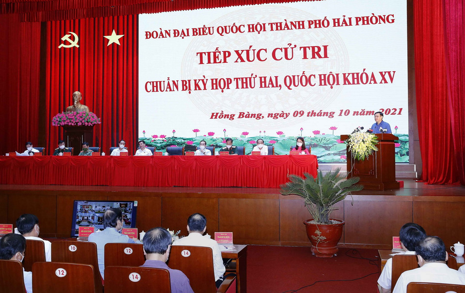 Chủ tịch Quốc hội Vương Đình Huệ phát biểu. (Ảnh: Doãn Tấn/TTXVN)