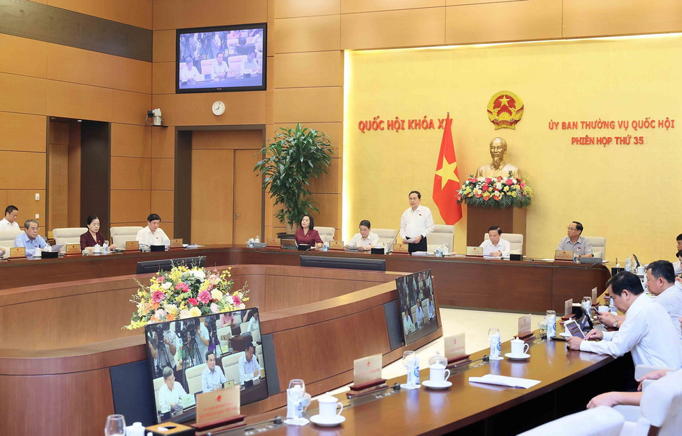 Tại phiên họp, Ủy ban Thường vụ Quốc hội sẽ tổng kết Kỳ họp thứ 7 và cho ý kiến bước đầu về việc chuẩn bị Kỳ họp thứ 8, Quốc hội khóa XV. (Ảnh: An Đăng/TTXVN)