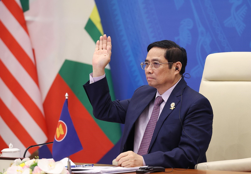 Thủ tướng Chính phủ Phạm Minh Chính tham dự Lễ bế mạc Hội nghị cấp cao ASEAN lần thứ 38, 39. (Ảnh: Dương Giang/TTXVN)