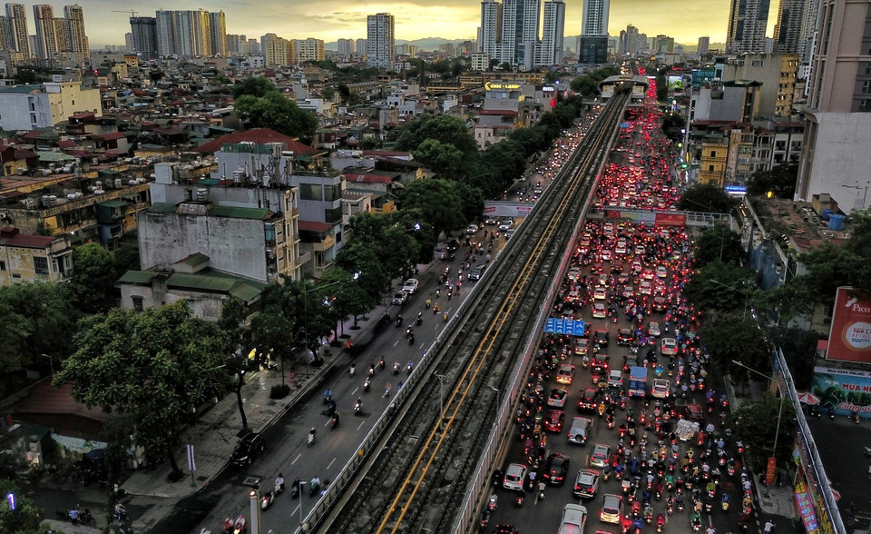 Đường Thành Xuân-Nguyễn Trãi là một trong những điểm đen ùn tắc giao thông lâu nay của Hà Nội (ảnh chụp lúc 18h30). (Ảnh: Thành Đạt/TTXVN)