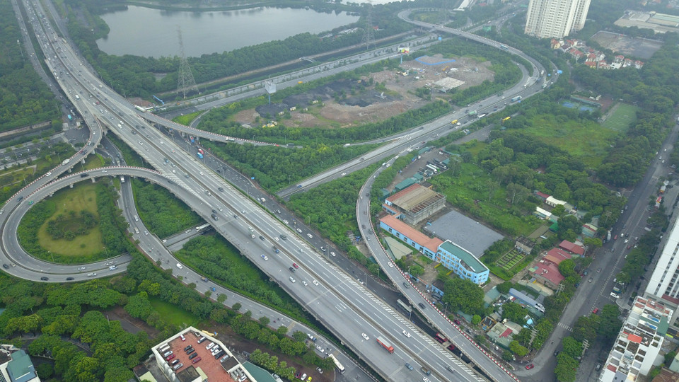 : Mật độ giao thông tại khu vực nút giao Pháp Vân-Cầu Giẽ. (Ảnh: Minh Đức/TTXVN)