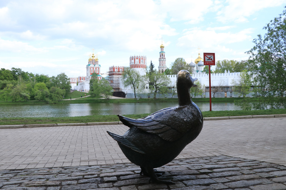 Tác phẩm điêu khắc "Đàn vịt yêu quý" này là món quà từ bà Barbara Bush - vợ của Tổng thống Hoa Kỳ thứ 41 George H. W. Bush dành tặng cho các em bé Nga, dựng lên từ năm 1991. (Ảnh: Hùng Võ/Vietnam+)