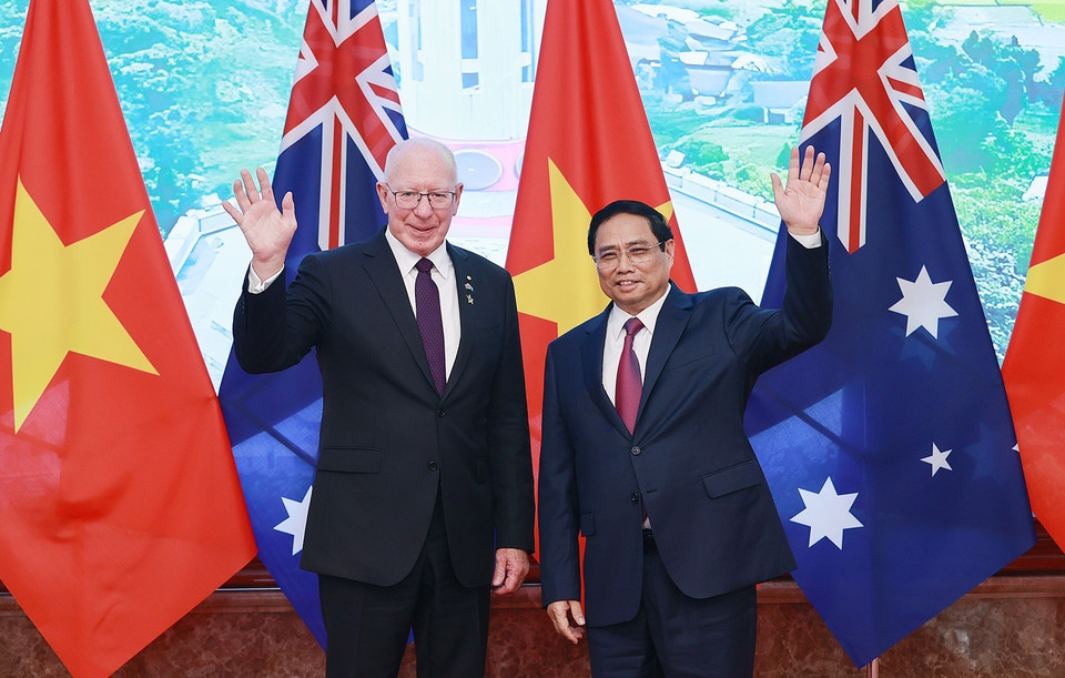 Thủ tướng Phạm Minh Chính và Toàn quyền Australia David Hurley. (Ảnh: Dương Giang/TTXVN)