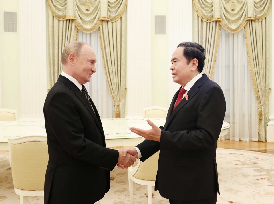 Chủ tịch Quốc hội Trần Thanh Mẫn hội kiến Tổng thống Liên bang Nga Vladimir Putin. (Ảnh: Thống Nhất/TTXVN)