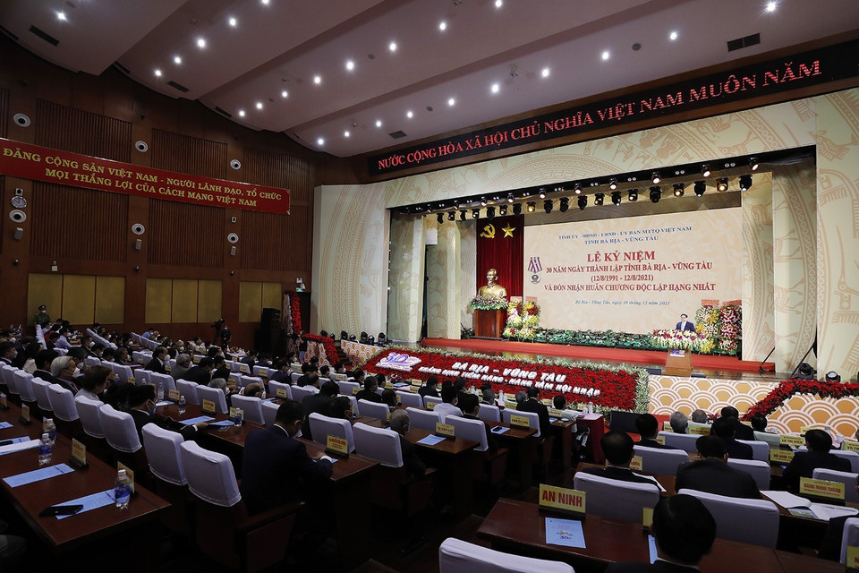 Quang cảnh lễ kỷ niệm 30 năm Ngày thành lập tỉnh Bà Rịa-Vũng Tàu. (Ảnh: Dương Giang/TTXVN)