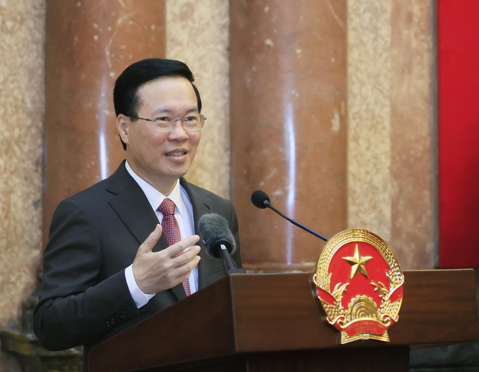 Chủ tịch nước Võ Văn Thưởng phát biểu. (Ảnh: Thống Nhất/TTXVN)