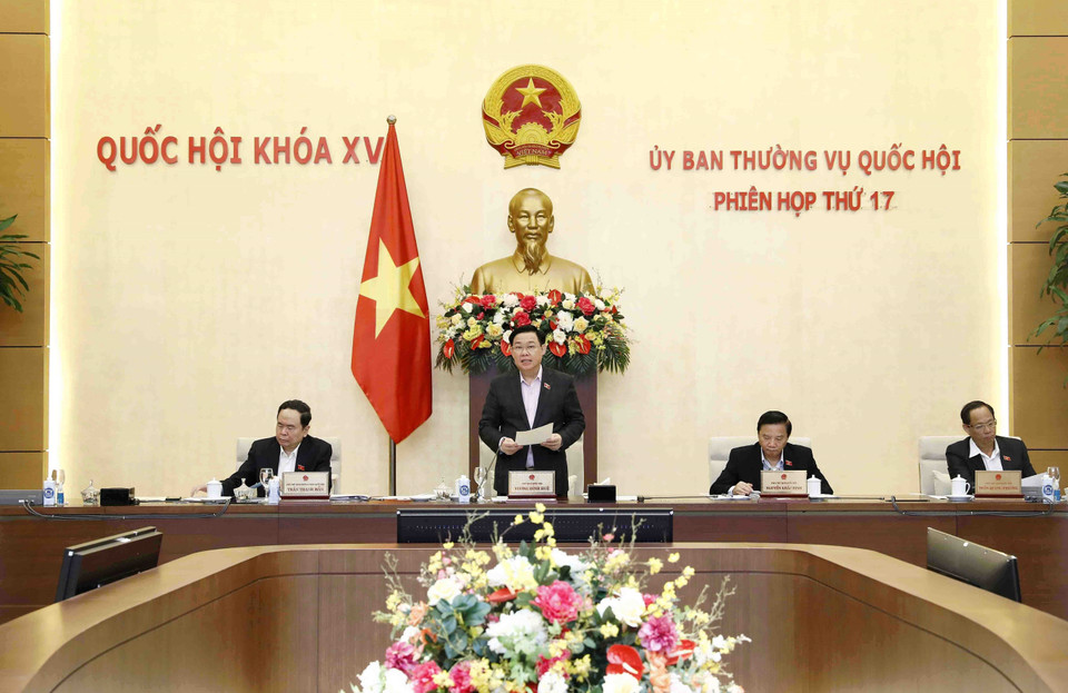 Chủ tịch Quốc hội Vương Đình Huệ phát biểu khai mạc. (Ảnh: An Đăng/TTXVN) 