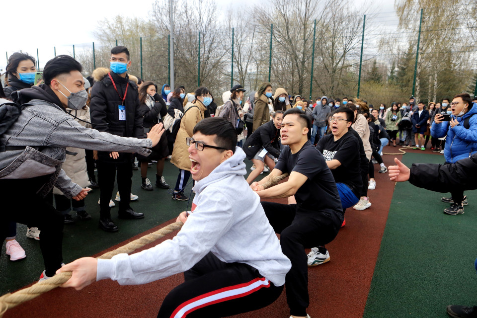 Đại hội thể thao sinh viên Việt Nam Cụm 5 trực thuộc Đoàn Thanh niên cộng sản Hồ Chí Minh tại Liên bang Nga (Moskva, 26/4/2021). (Ảnh: TTXVN)