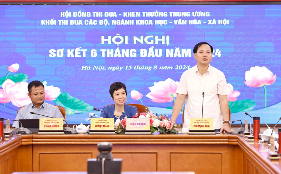 Phó Tổng Giám đốc Bảo hiểm xã hội Việt Nam Chu Mạnh Sinh phát biểu. (Ảnh: Doãn Tấn/TTXVN)