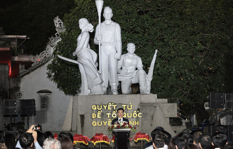 Bộ trưởng Bộ Thông tin và Truyền thông Nguyễn Mạnh Hùng phát biểu. (Ảnh: Trần Việt/TTXVN)