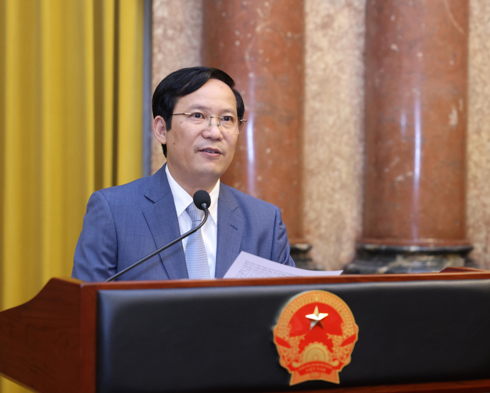 Chủ tịch Liên đoàn Thương mại và Công nghiệp Việt Nam (VCCI) Phạm Tấn Công phát biểu. (Ảnh: Lâm Khánh/TTXVN)