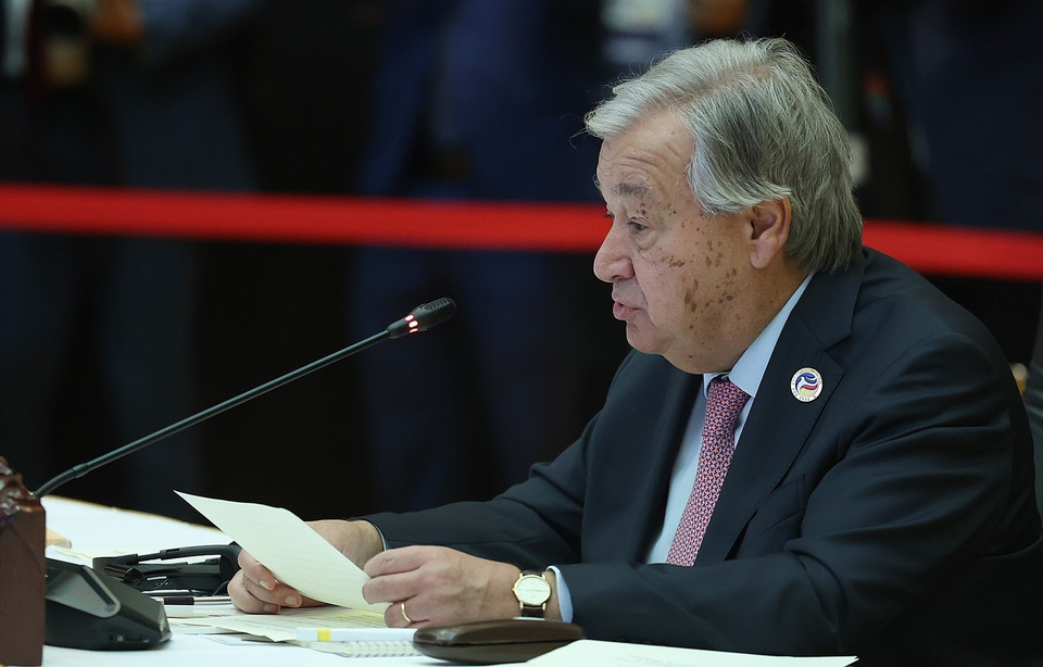 Tổng Thư ký Liên hợp quốc Antonio Guterres phát biểu. (Ảnh: Dương Giang/TTXVN)