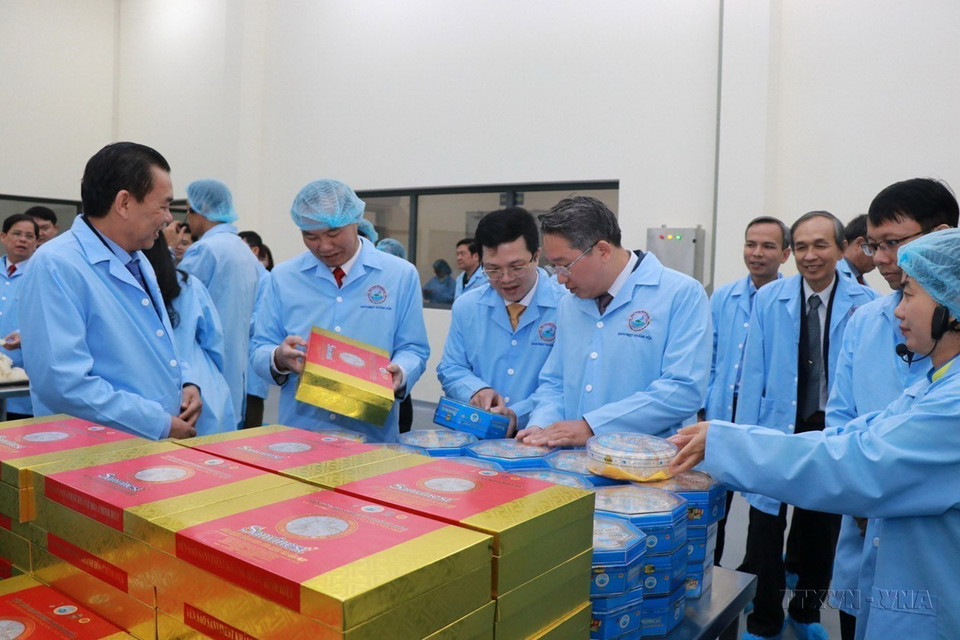 Lô hàng Yến sào Sanvinest Khánh Hòa nguyên chất của Công ty Cổ phần Nước giải khát Yến sào Khánh Hòa được xuất khẩu chính ngạch đầu tiên sang Trung Quốc (24/11/2023). (Ảnh Đặng Tuấn/TTXVN)