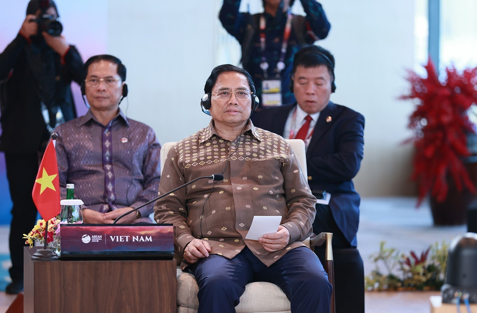 Thủ tướng Phạm Minh Chính tham dự Phiên họp hẹp Hội nghị cấp cao ASEAN 42. (Ảnh: Dương Giang/TTXVN)