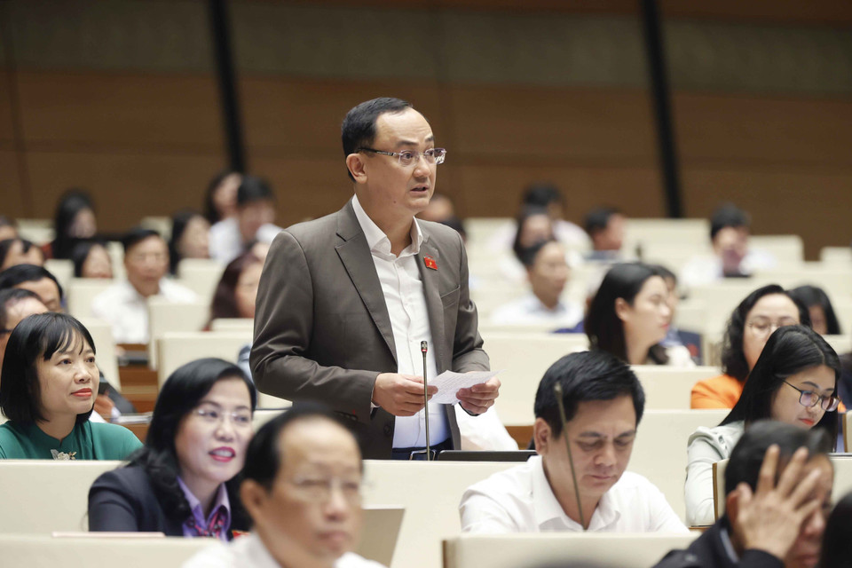 Đại biểu Quốc hội tỉnh Hải Dương Nguyễn Ngọc Sơn đặt câu hỏi chất vấn. (Ảnh: Doãn Tấn/TTXVN)