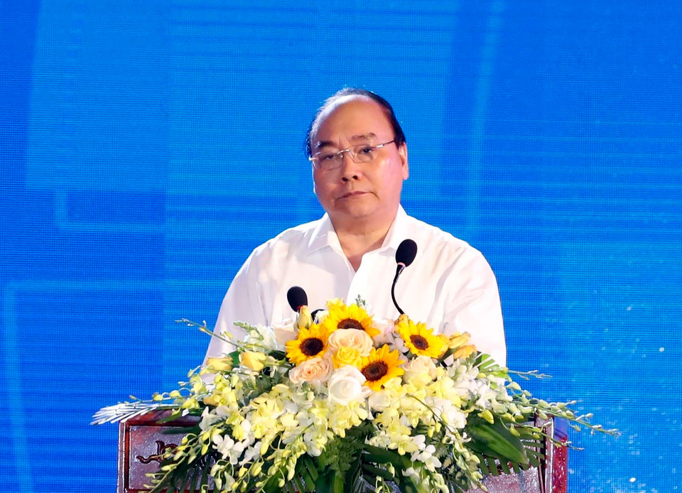 Thủ tướng Nguyễn Xuân Phúc phát biểu tại hội nghị. (Ảnh: Thống Nhất/TTXVN)