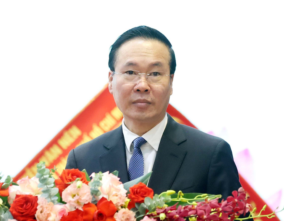 Chủ tịch nước Võ Văn Thưởng phát biểu chúc mừng. (Ảnh: Thống Nhất/TTXVN)