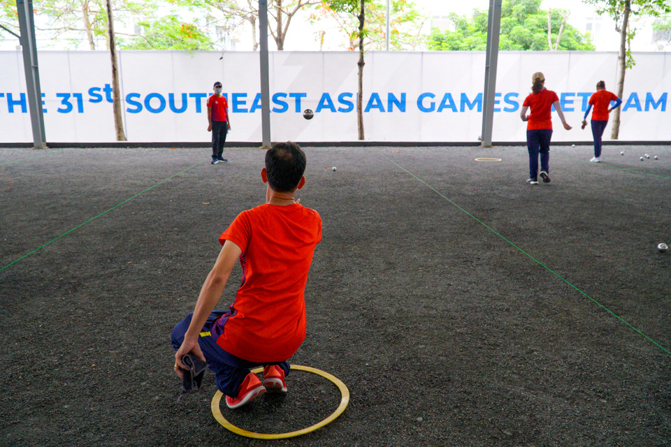 Theo chia sẻ từ ông Đặng Xuân Vui, Huấn luyện viên trưởng đội tuyển bi sắt Việt Nam cho biết toàn bộ vận động viên đã có được thể lực tốt và tự tin sẵn sàng thi đấu. (Ảnh: Minh Hiếu/Vietnam+)