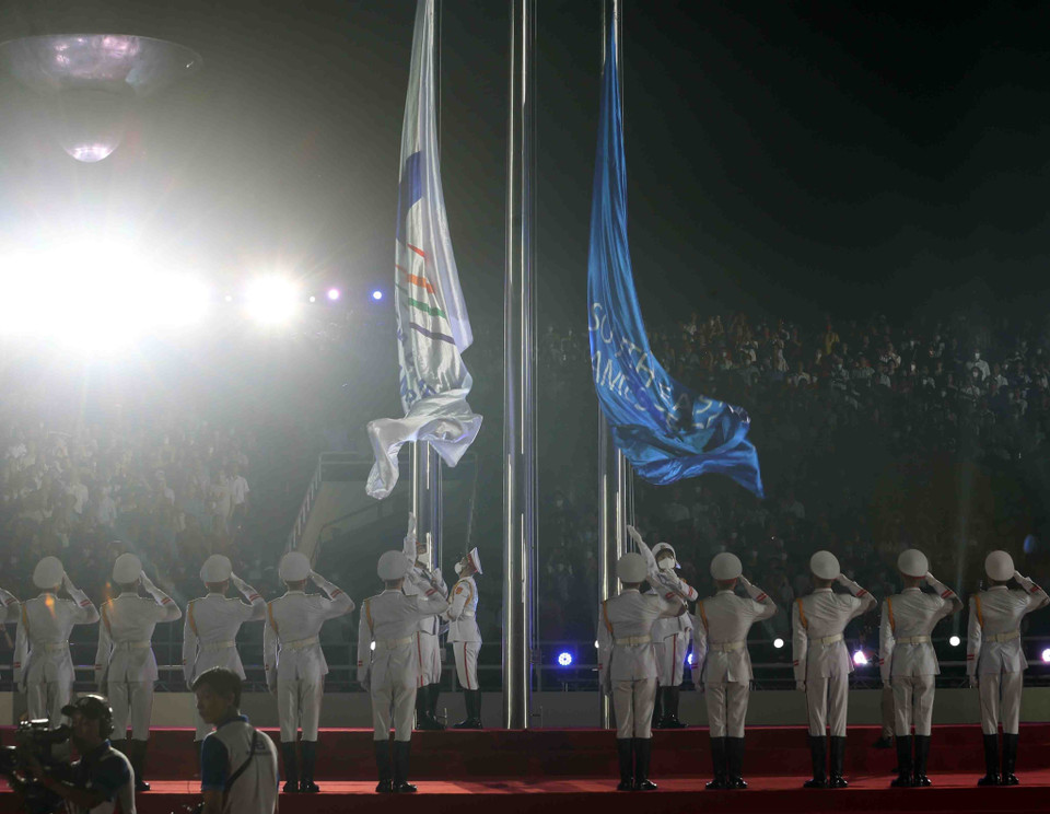 Lễ thượng cờ Liên đoàn Thể thao Đông Nam Á và cờ SEA Games. (Ảnh: TTXVN)