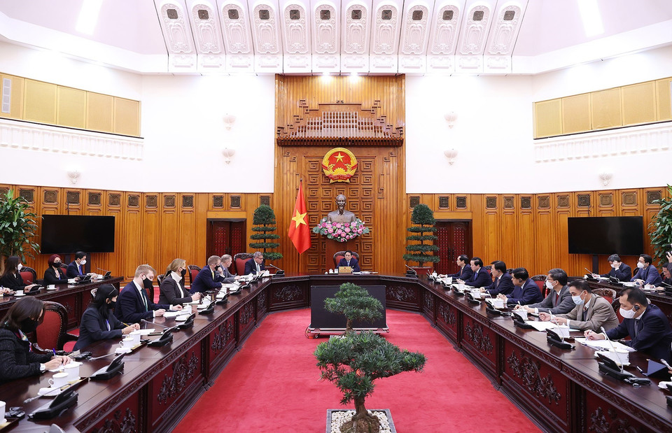 Quang cảnh buổi tiếp. (Ảnh: Dương Giang/TTXVN)