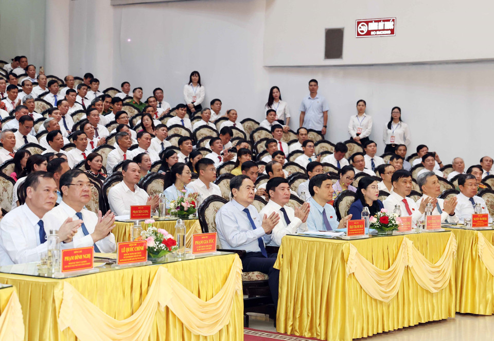 Chủ tịch Quốc hội Trần Thanh Mẫn tham dự Lễ công bố. (Ảnh: Thống Nhất/ TTXVN)