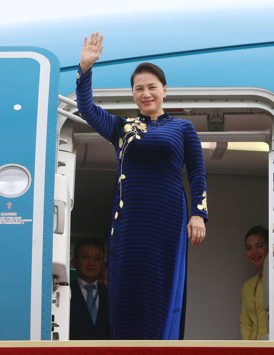 Chủ tịch Quốc hội Nguyễn Thị Kim Ngân đến sân bay Seongnam ở thủ đô Seoul. (Ảnh: Trọng Đức/TTXVN)