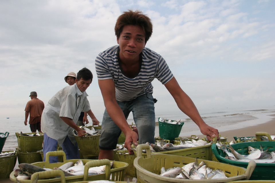 Thiên nhiên nơi đây có sự kết hợp hài hoà giữa một bên là núi và một bên là biển rộng. (Ảnh: Lưu Văn Đạt/Vietnam+)