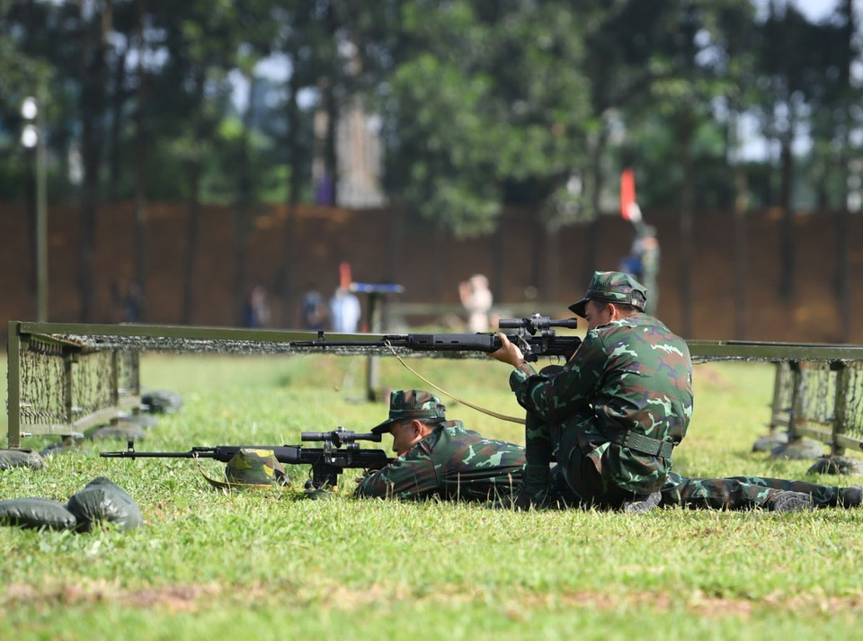 Tham dự có các đội tuyển quân sự Nga, Lào, Belarus, Uzbekistan, Mali, Venezuela, Bangladesh và Việt Nam. (Ảnh: TTXVN phát)