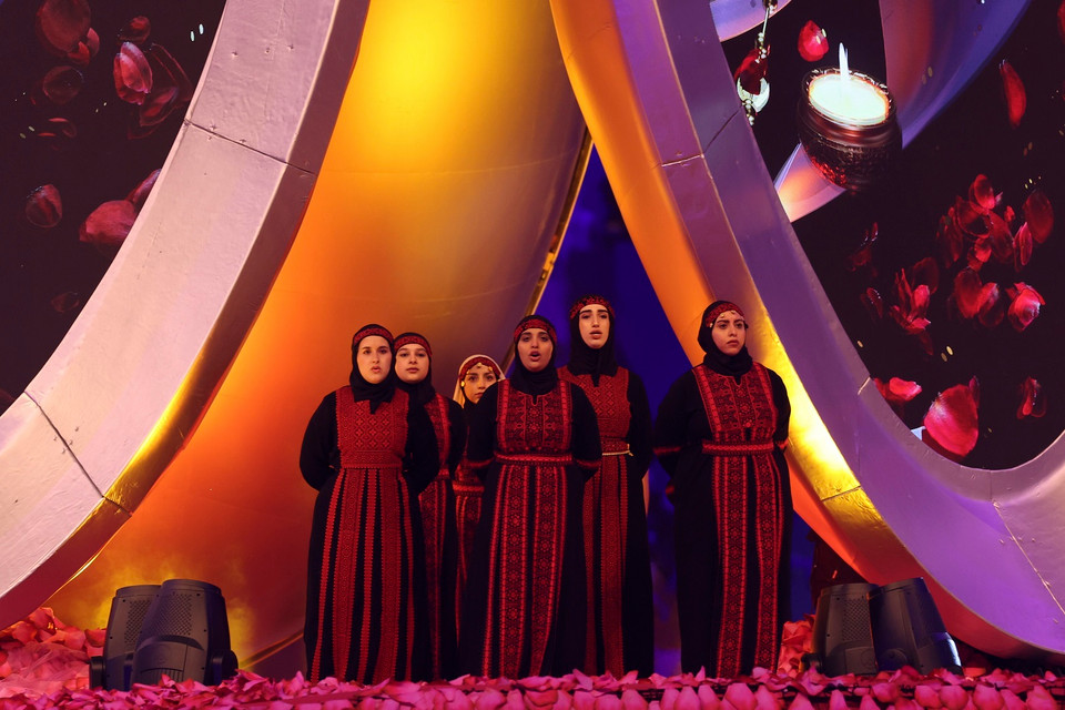 Một tiết mục biểu diễn nghệ thuật trong lễ khai mạc Asian Cup 2023. (Ảnh: THX/TTXVN)