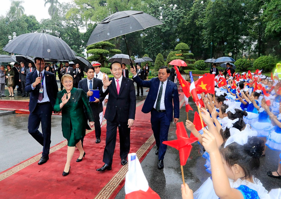 Quang cảnh Lễ đón. (Ảnh: Nhan Sáng/TTXVN)