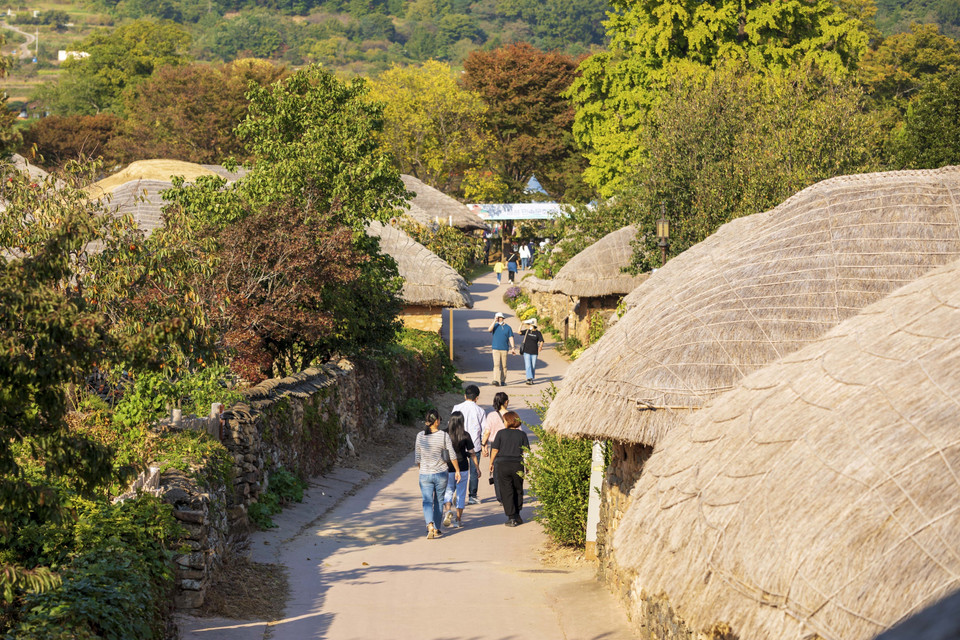 Ngôi làng được giới học thuật đánh giá cao như một nguồn tài nguyên văn hóa lịch sử để nghiên cứu các phong tục dân gian truyền thống của Xứ sở Kim Chi. (Ảnh: Anh Nguyên/TTXVN)