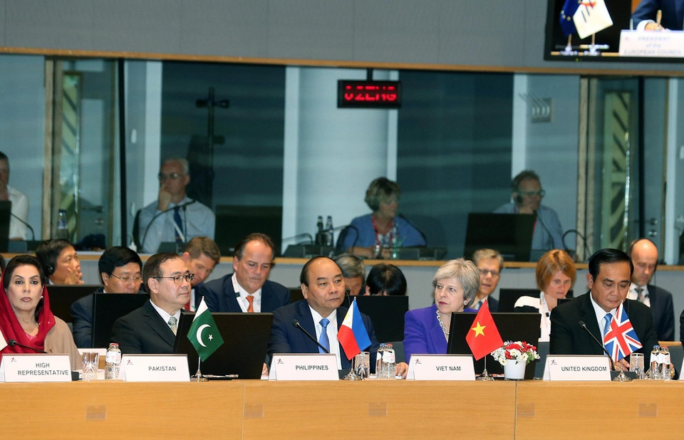 Ngày 18/10/2018, tại Brussels (Bỉ), Thủ tướng Nguyễn Xuân Phúc dẫn đầu đoàn Việt Nam dự Lễ khai mạc Hội nghị cấp cao Á-Âu (ASEM) lần thứ 12. (Ảnh: Thống Nhất/TTXVN)