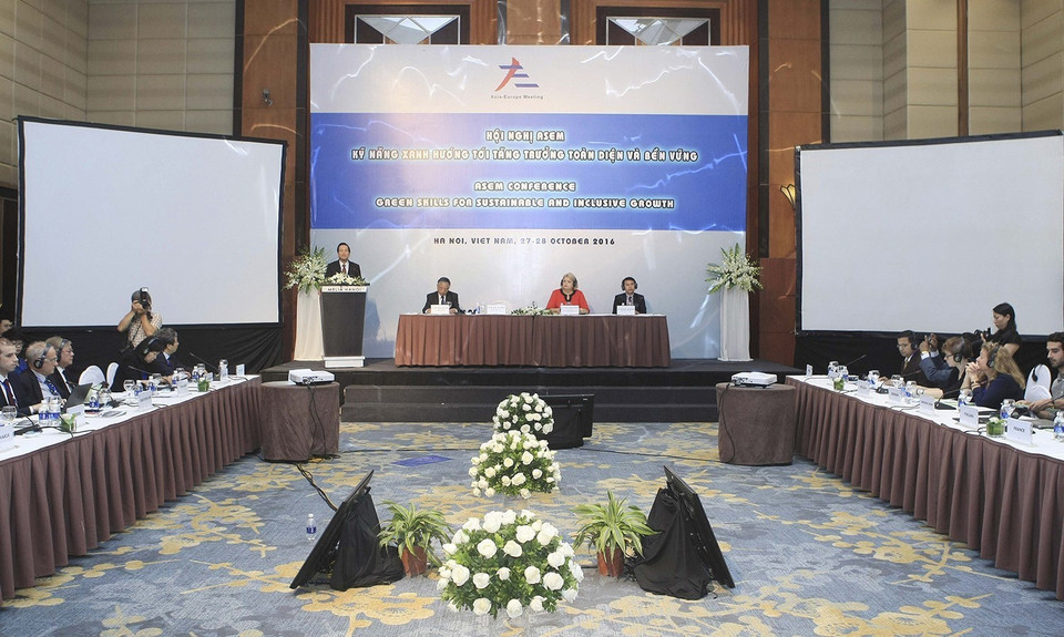 Hội nghị ASEM về kỹ năng xanh hướng tới tăng trưởng toàn diện và bền vững, ngày 27/10/2016, tại Hà Nội. (Ảnh: Phạm Kiên/TTXVN)