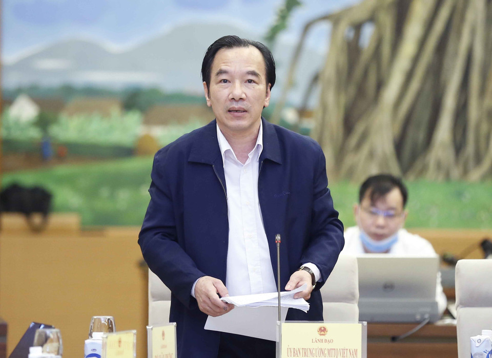 Phó Chủ tịch Ủy ban Trung ương Mặt trận Tổ quốc Việt Nam Ngô Sách Thực phát biểu. (Ảnh: Doãn Tấn/TTXVN)