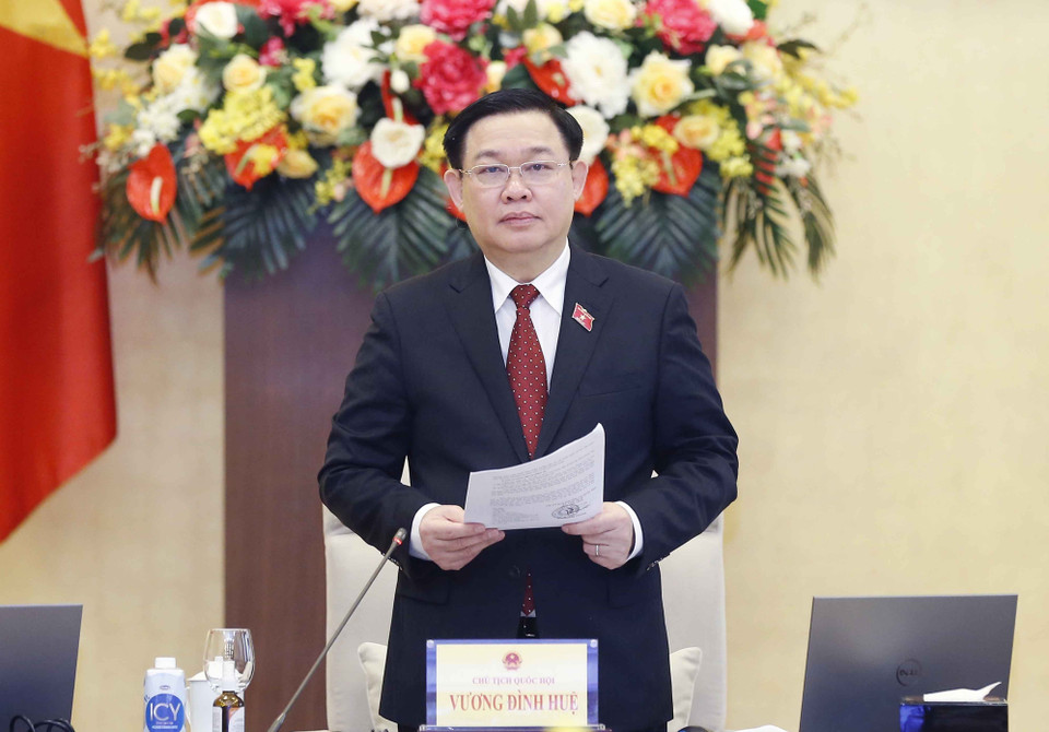 Chủ tịch Quốc hội Vương Đình Huệ phát biểu. (Ảnh: Doãn Tấn/TTXVN)