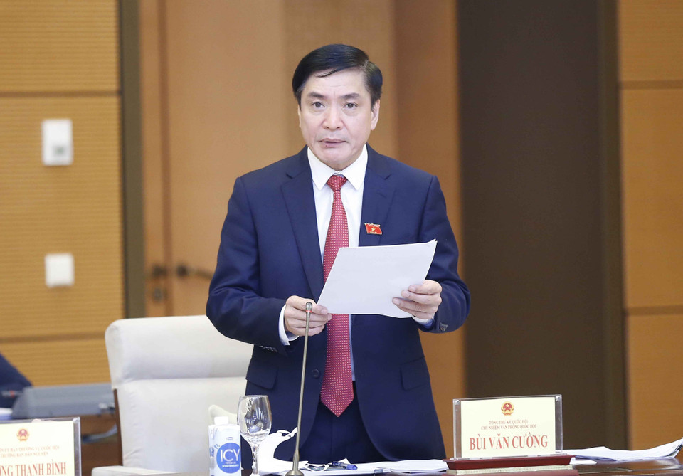 Tổng Thư ký Quốc hội, Chủ nhiệm Văn phòng Quốc hội Bùi Văn Cường phát biểu. (Ảnh: Doãn Tấn/TTXVN)