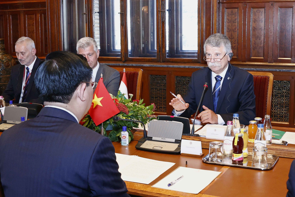 Chủ tịch Quốc hội Hungary László Kövér phát biểu. (Ảnh: Doãn Tấn/TTXVN)