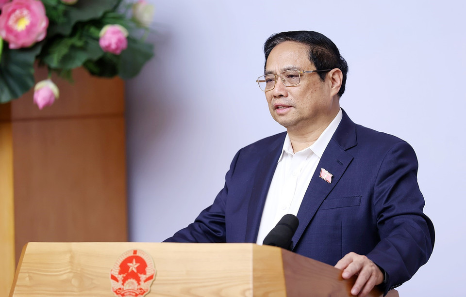 Thủ tướng Phạm Minh Chính phát biểu khai mạc. (Ảnh: Dương Giang/TTXVN)