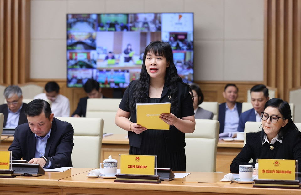 Đại diện Tập đoàn Sun Group phát biểu. (Ảnh: Dương Giang/TTXVN)