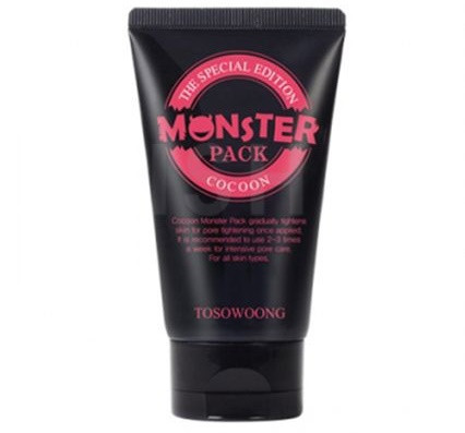 Mặt nạ Tosowoong - Cocoon Monster Pack (25.54USD): Mặt nạ khi khô sẽ tạo thành một lớp màng làm săn da, se khít lỗ chân lông và cải thiện tuần hoàn máu. Khi rửa đi bằng nước, bạn sẽ tẩy sạch được dầu thừa, bụi bẩn và tế bào chết khỏi da mặt, tạo cảm giác da mềm mượt như nhung. Thành phần mặt nạ còn chứa chiết xuất rau sam, giúp chống viêm và giàu vitamin, các chất chống oxy hóa, acid béo omega-3s dưỡng da hiệu quả. 