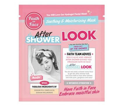  Mặt nạ Faith In Face - After Shower Look Hydrogel Mask (12.90USD): Mặt nạ giúp làm da căng mịn, bóng khỏe và tươi trẻ, chứa dầu hoa trà giúp khóa độ ẩm tối đa trên da.