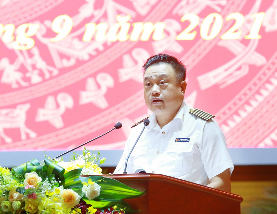 Ông Trần Sỹ Thanh, Ủy viên Trung ương Đảng, Tổng Kiểm toán Nhà nước, phát biểu tại hội nghị. (Ảnh: Phương Hoa/TTXVN)