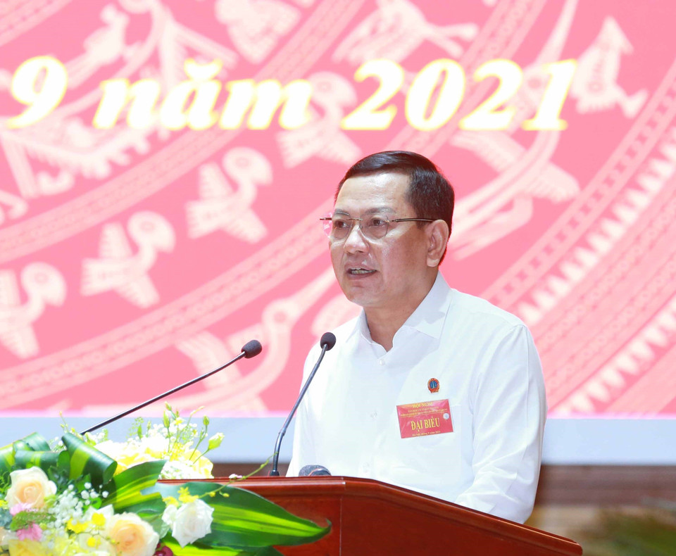 Ông Nguyễn Văn Du, Phó Chánh án Toà án nhân dân tối cao phát biểu tại hội nghị. (Ảnh: Phương Hoa/TTXVN)