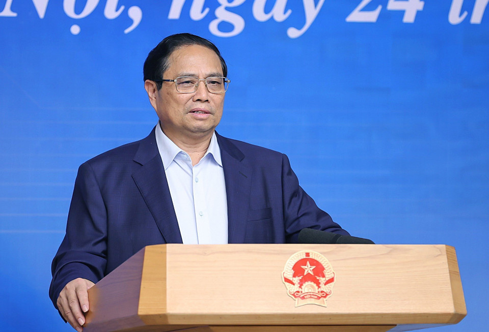 Thủ tướng Phạm Minh Chính chủ trì Hội nghị phát triển nguồn nhân lực bán dẫn. (Ảnh: Dương Giang/TTXVN)