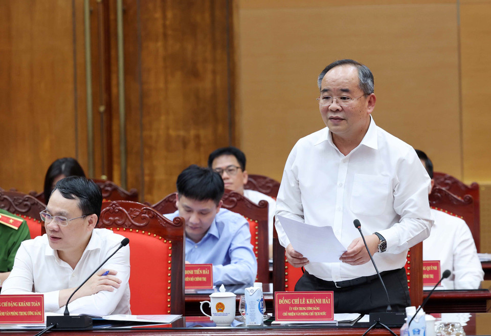 Chủ nhiệm Văn phòng Chủ tịch nước Lê Khánh Hải phát biểu. (Ảnh: Nhan Sáng/TTXVN)