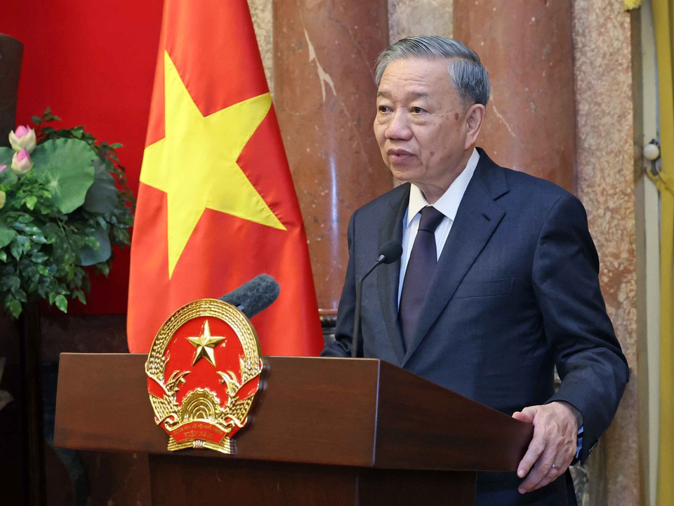 Chủ tịch nước Tô Lâm phát biểu. (Ảnh: Nhan Sáng/TTXVN)