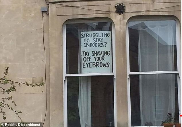 Tại Bristol, một người lại đưa ra lời khuyên cho hàng xóm: Nếu quá khó khăn khi phải ở yên trong nhà, hãy thử cạo sạch lông mày của bạn xem sao. (Nguồn: DailyMail)