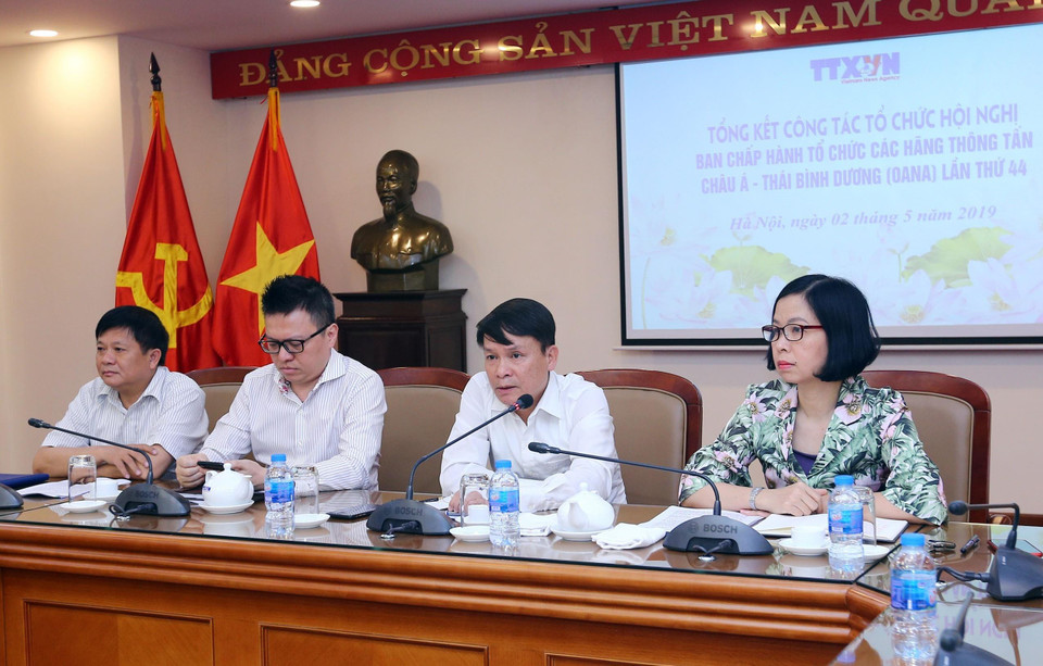 Đồng chí Nguyễn Đức Lợi, Ủy viên Trung ương Đảng, Tổng Giám đốc TTXVN phát biểu tại hội nghị. (Ảnh: Danh Lam/TTXVN)