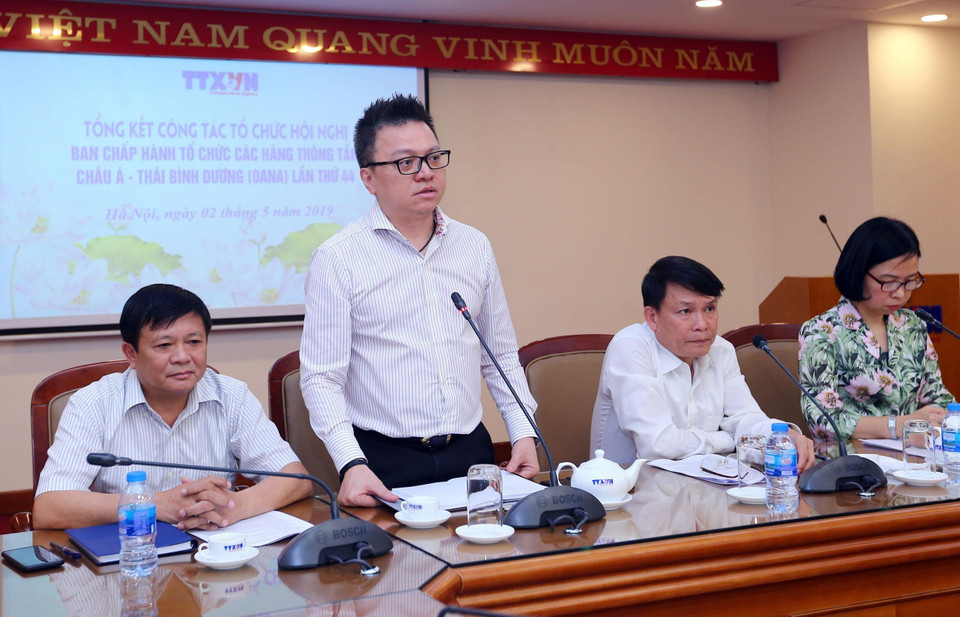 Đồng chí Lê Quốc Minh, Phó Tổng giám đốc TTXVN phát biểu tại hội nghị. (Ảnh: Danh Lam/TTXVN)