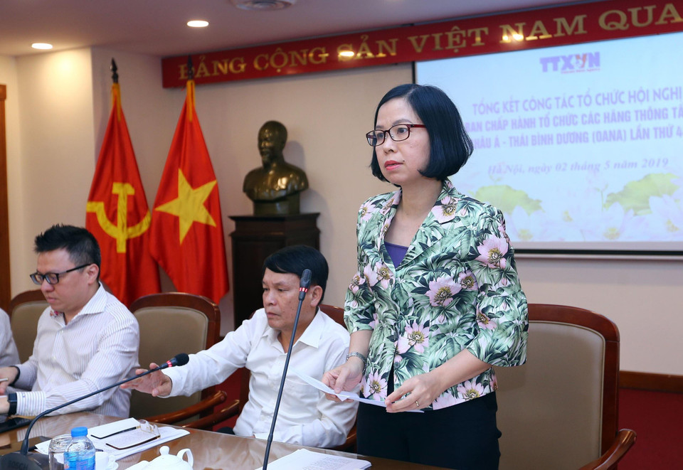 Đồng chí Vũ Việt Trang, Phó Tổng giám đốc TTXVN phát biểu tại Hội nghị. (Ảnh: Danh Lam/TTXVN)